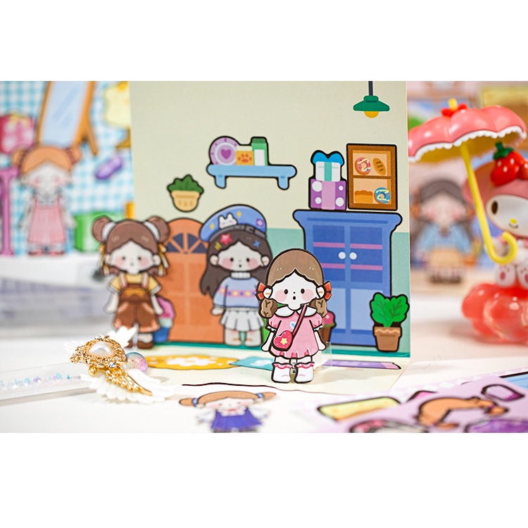 Bộ 12 Tờ 4 Loại Sticker Dán Trang Trí Lều Họa Tiết Hoạt Hình Dễ Thương