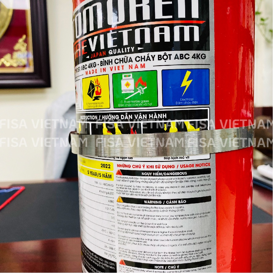 Bình chữa cháy Tomoken bột ABC 4 kg- Nhập khẩu trực tiếp từ nhà máy, đảm bảo tiêu chuẩn PCCC