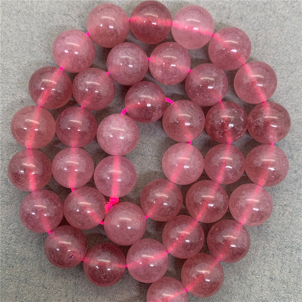 2a Đá Thủy Tinh Thạch Anh Đào Tự Nhiên Kích Thước 6 / 8 / 10mm Dùng Làm Vòng