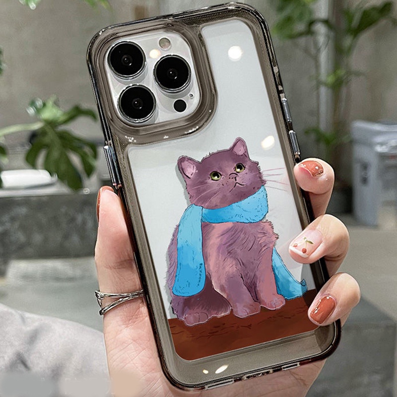 Ốp Điện Thoại TPU Silicon Mềm Trong Suốt Chống Sốc Hình Mèo Cho IPhone 14 11 13 12 Pro XS Max XR X 8 7 6S Plus