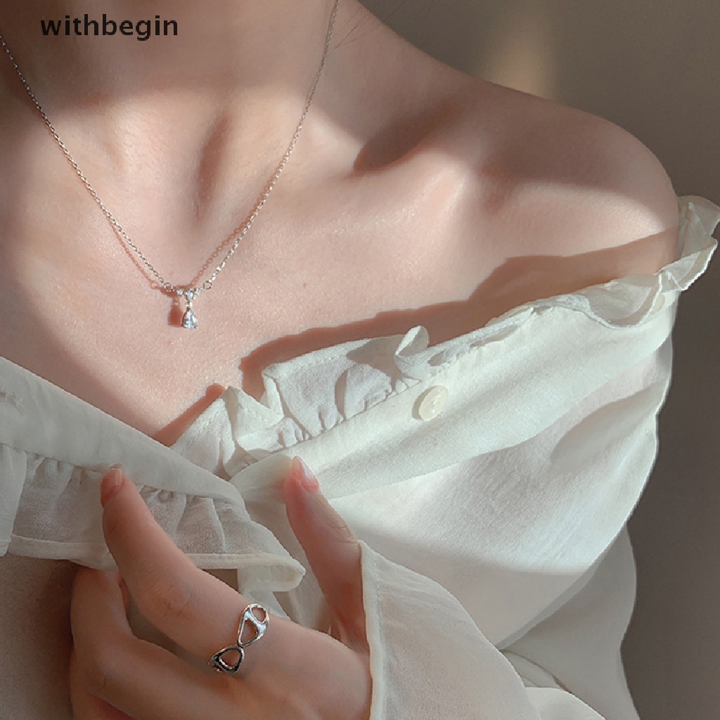 Vòng cổ Mặt Hình Giọt Nước Đính Đá Zircon Đơn Giản Thời Trang