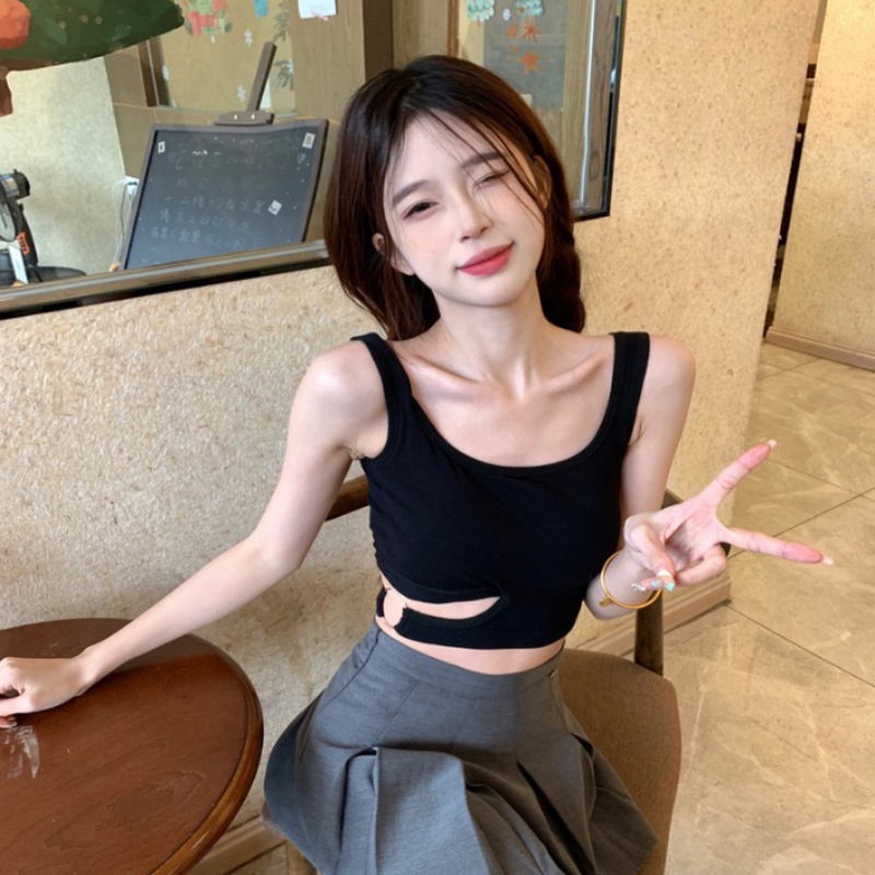 Áo Tank Top Dệt Kim Mỏng Màu Trơn Thời Trang Mùa Hè Quyến Rũ Cho Nữ