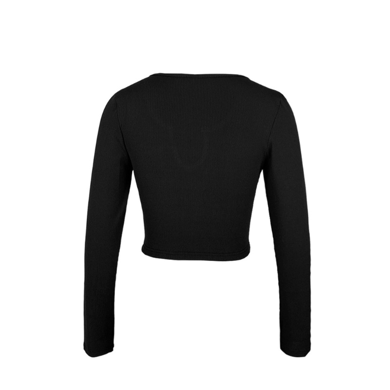 Áo Croptop Tay Dài Cổ Chữ U Khoét Sâu Quyến Rũ Thời Trang Cho Nữ