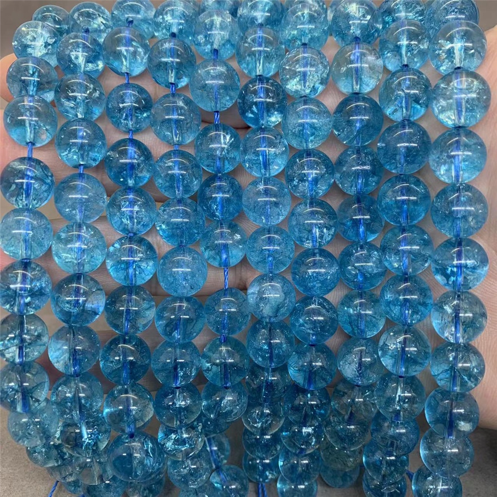 Chuỗi Hạt Đá Thạch Anh Xanh Tự Nhiên 6 / 8 / 10 / 12mm Dùng Làm Đồ Trang Sức Thủ Công