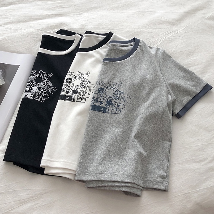 Áo thun SUXI tay ngắn cổ tròn in họa tiết thời trang cho nữ