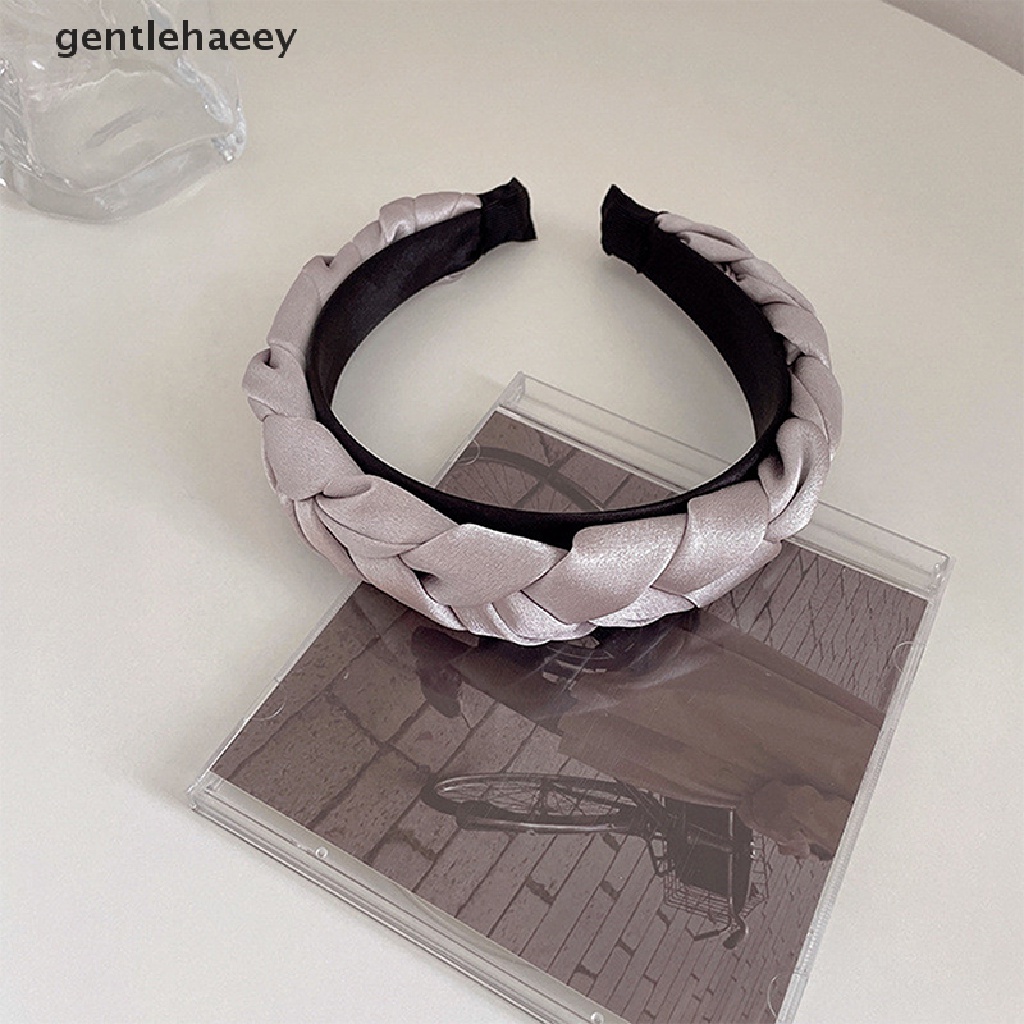 Băng Đô Bện Sợi Bản Rộng Màu Trơn Thời Trang