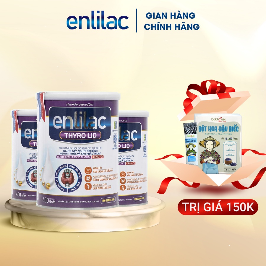 Sữa bột Enlilac Thyro LID 3 Lon 400g dinh dưỡng cho người phẫu thuật kiêng iod