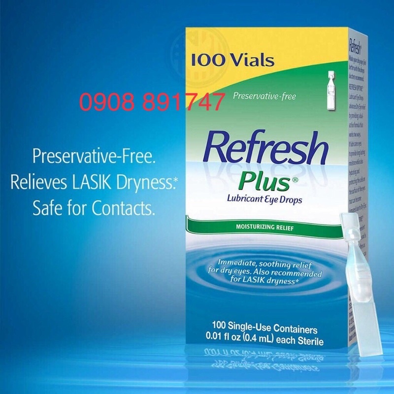 (🇺🇸 USA) 💧Nước Nhỏ M ắt Nh ân T ạo REFRESH PLUS LUBRICANT EYE DROPS Single-Use Vial Tách Lẻ Từ Hộp 100 Tuýp