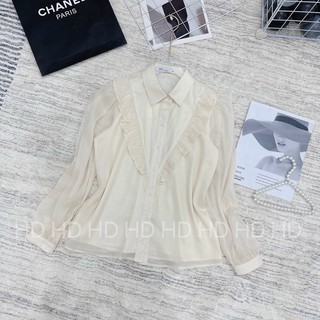 Áo tơ dài tay cổ bèo