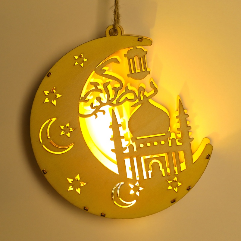 Đèn LED Hình Ngôi Sao / Mặt Trăng 2023 Eid Al-Fitr Rỗng Treo Trang Trí Lễ Hội Ramadan