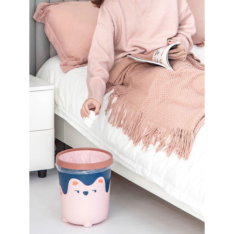 Thùng Đựng Rác Hình Tròn In Hình Gấu Hoạt Hình Sáng Tạo Cho Nhà Bếp / Văn Phòng