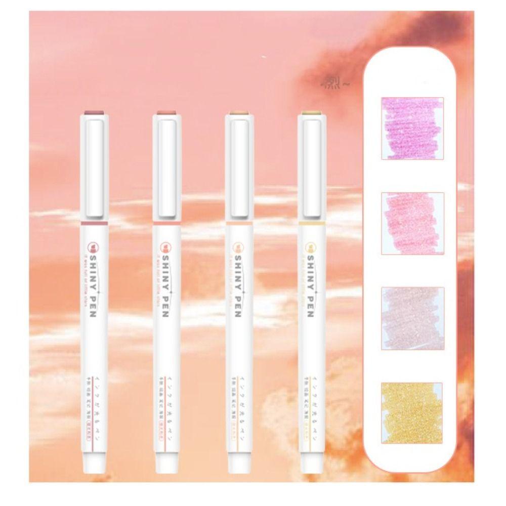 PISTA Set 4 Bút Đánh Sáng Màu Sắc Lấp Lánh Kích Thước 1-4mm