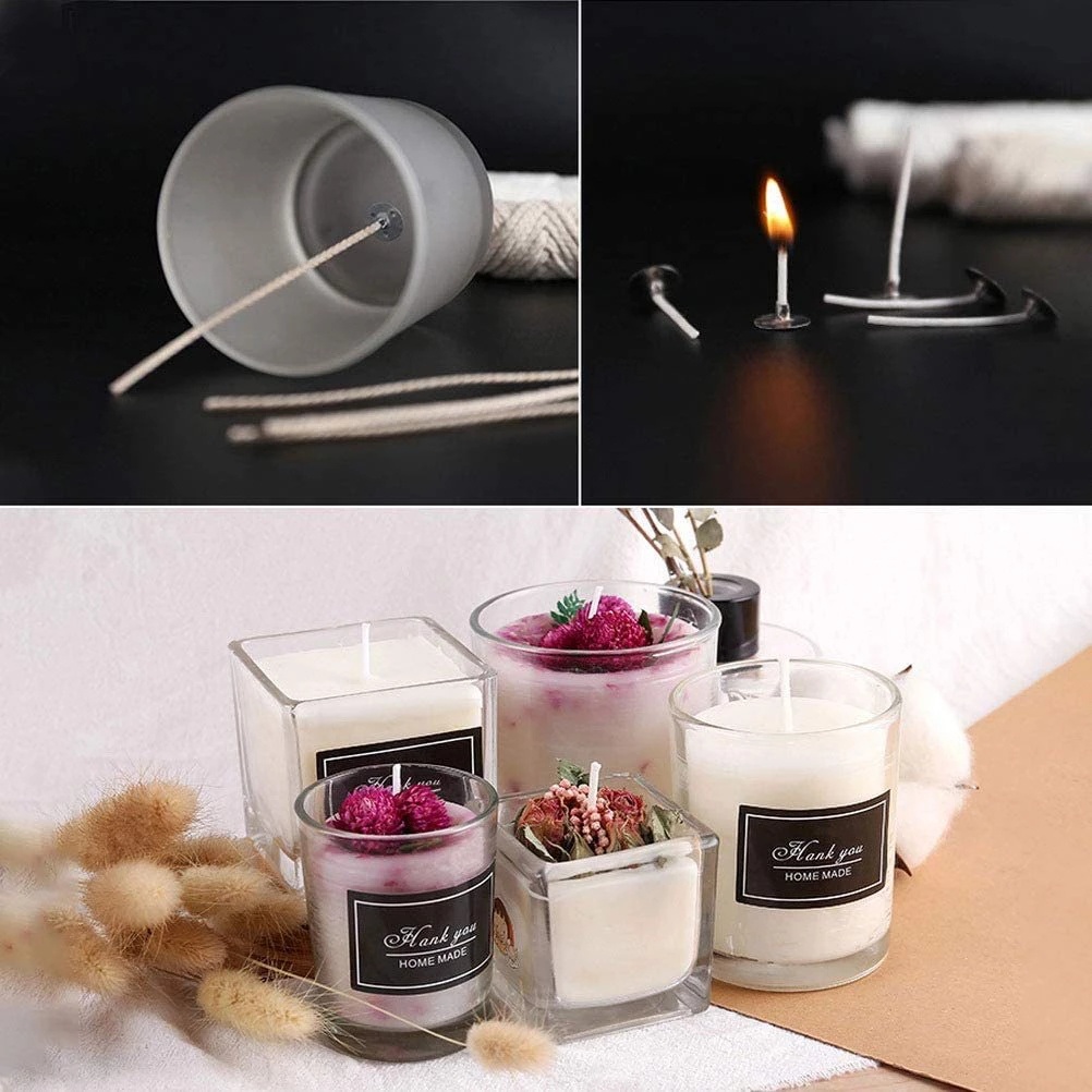 Giá Đỡ Nến Thơm Không Khói 61m Kèm 100 Dây Bấc Để Nến DIY