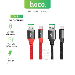 Cáp sạc nhanh hoco du09 dây dù tự ngắt có led micro 5.0a dài 1.0m