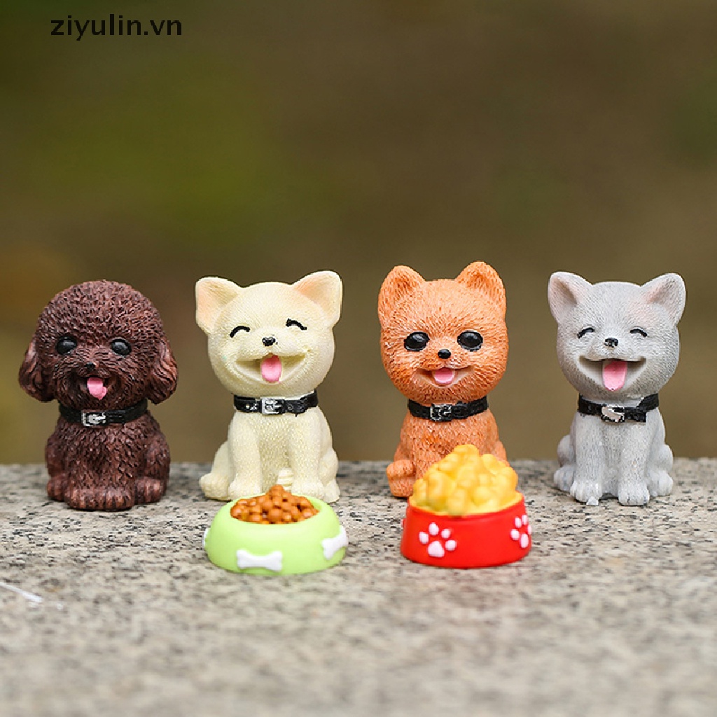 Mô Hình Chú Chó ziyulin Mini Bằng Nhựa Resin Để Bàn Trang Trí