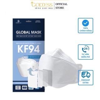 Khẩu trang kf94 global mask 4 lớp kháng khuẩn, kiểu dáng 4d hàn quốc ôm sát mặt thoáng khí
