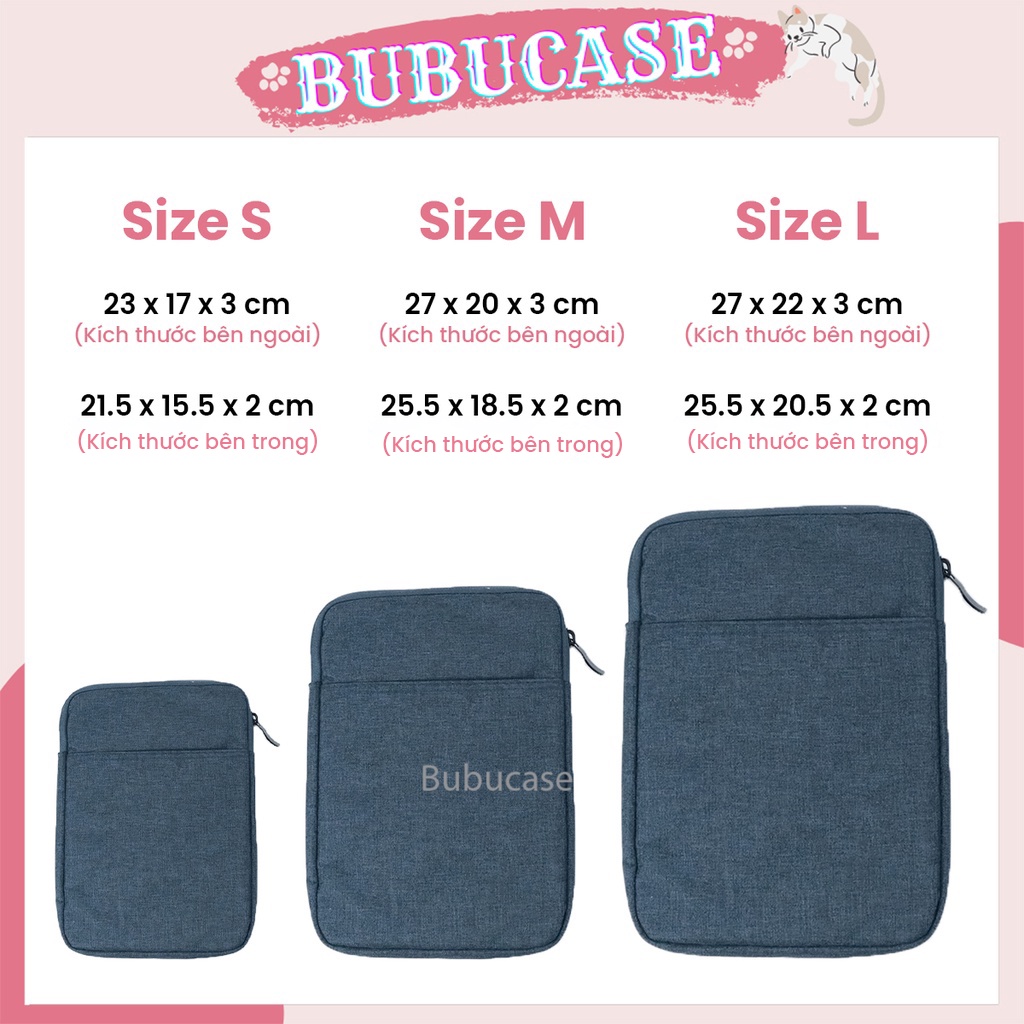 Túi Đựng Ipad/Tablet/Máy Tính Bảng 2 Ngăn, Vải Agni Cloth Chống Thấm Nước - Mặt Trong Lót Bông Êm Ái, Chống Trầy Xước