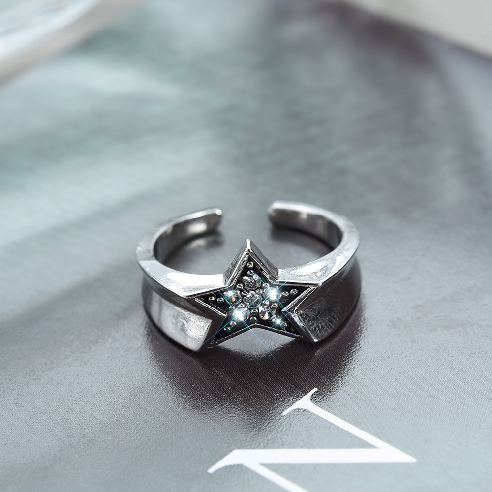 Nhẫn Hở Hình Ngôi Sao Năm Cánh Đính Đá zircon Thời Trang Cho Nữ