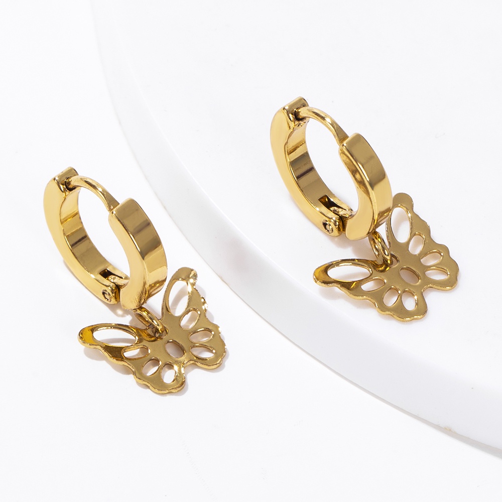 Bông Tai Mạ Vàng 18K Hình Bươm Bướm Dễ Thương Không Gây Dị Ứng Thời Trang Cho Nữ