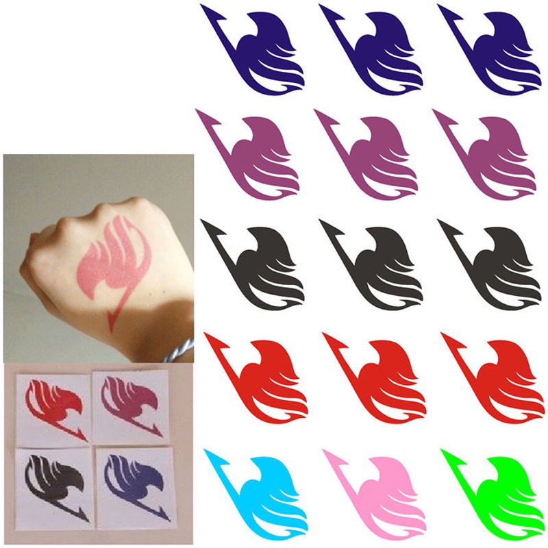 Set 15 Tấm Hình Xăm Dán Chống Nước Hình Fairy Tail Guild Logo Natsu Elza Gray Lucy