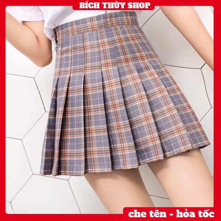 Chân váy Tennis caro ngắn màu xám xếp ly xòe siêu hot BTK22A