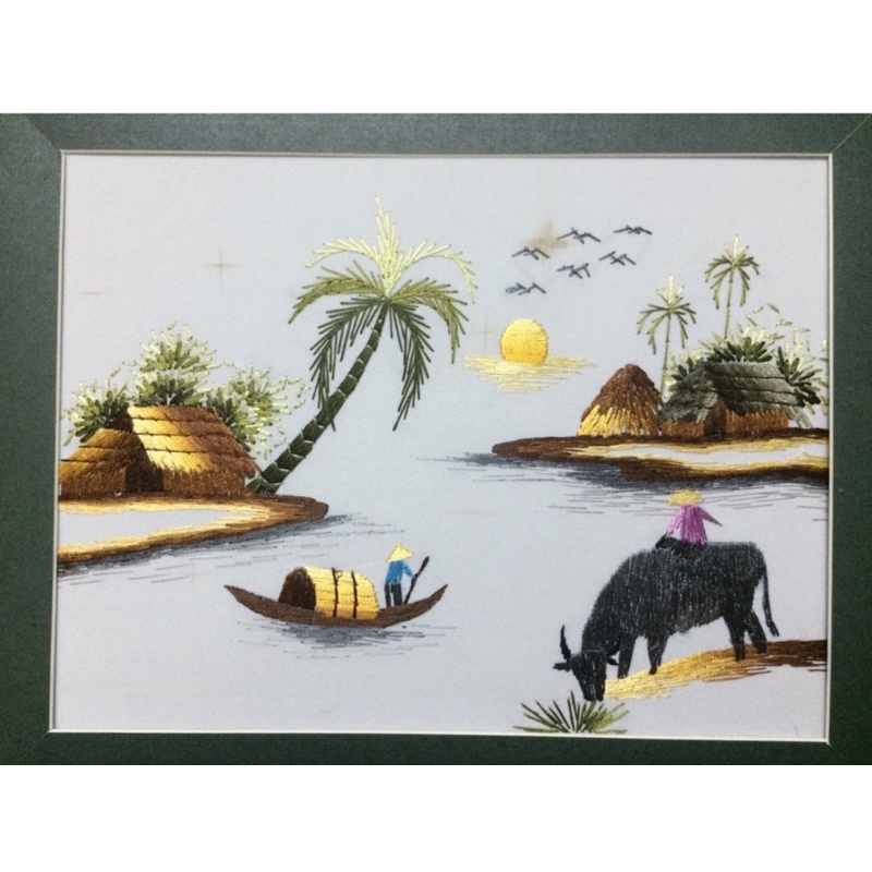 Combo 12 bức tranh hoàn thiện - Tranh thêu tay phong cảnh Việt Nam 25 x 30cm