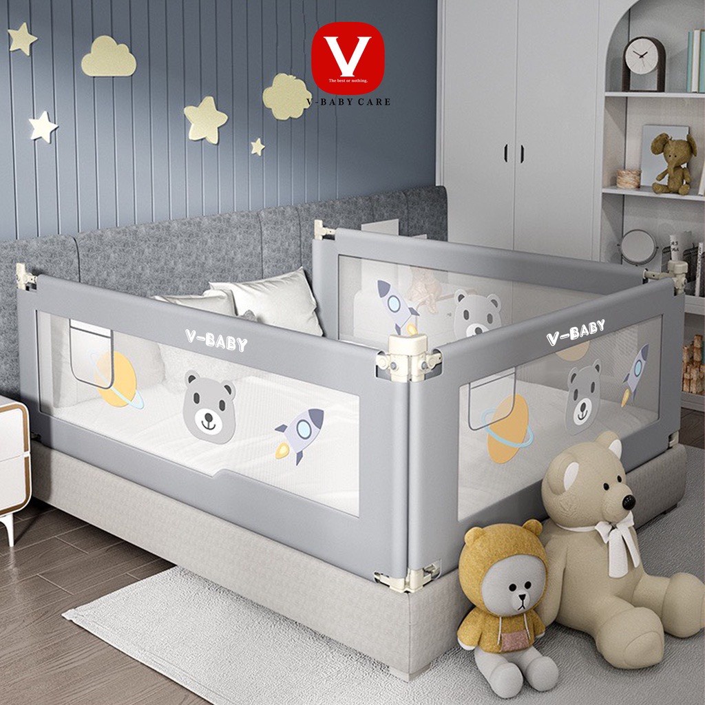 Thanh chắn giường Nhật Bản V-BABY N1S - NEW 2022 Nâng hạ 1 bên Cao 105cm và V-BABY KHỦNG LONG ( 1 THANH CHẮN 1 MẶT )