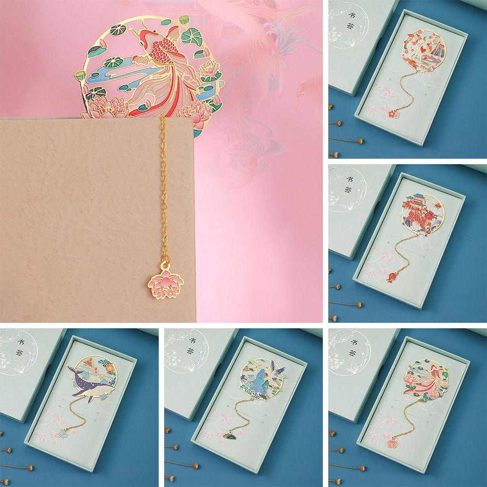 Thẻ Đánh Dấu Trang Sách Bằng Đồng Thau Phối Tua Rua Phong Cách Retro