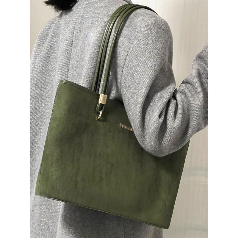 Túi xách tote CHERLKOLRS nhám sức chứa lớn phong cách retro sang trọng cho học sinh