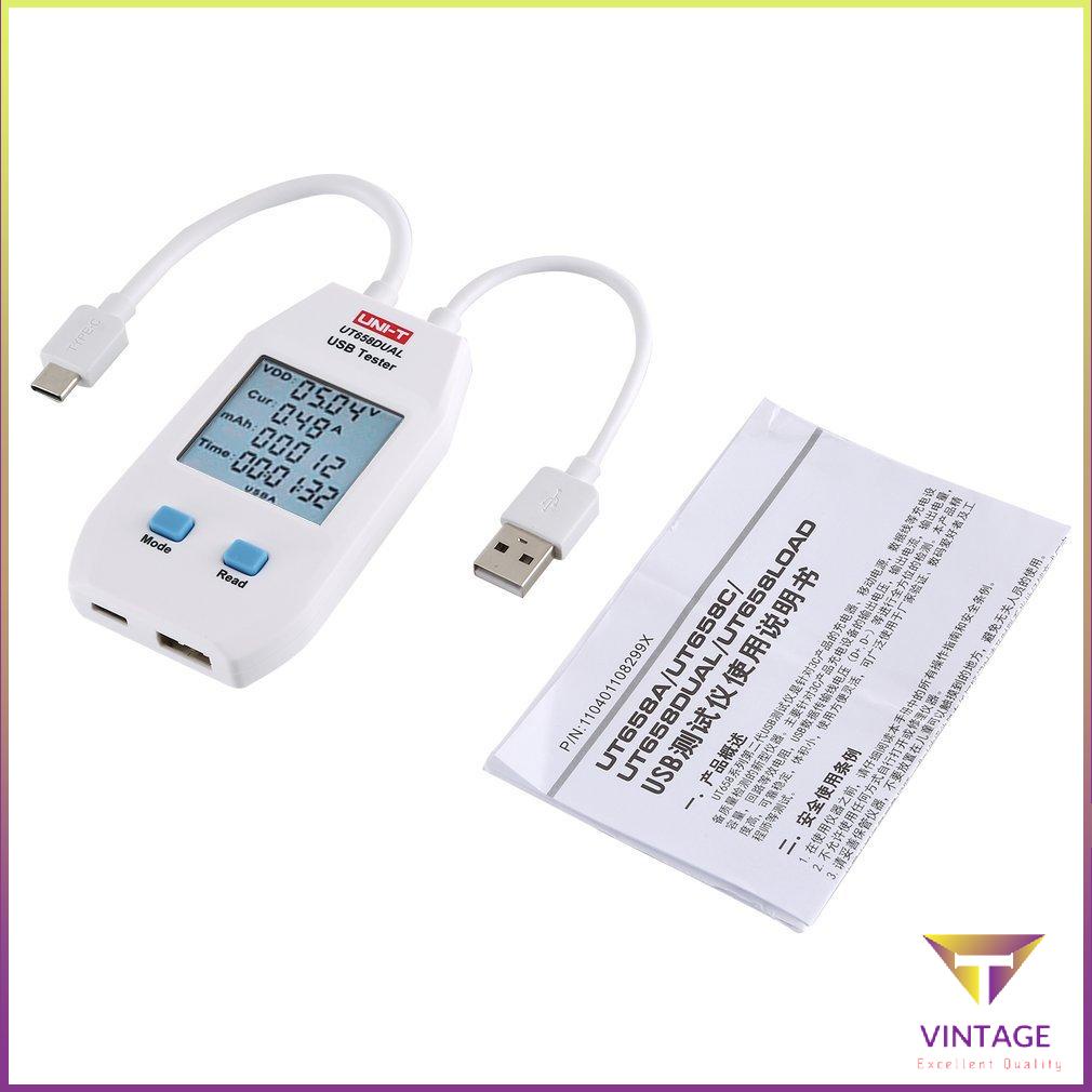 Uni-T Ut658Dual Usb Tester Màn hình điện áp và dòng với bộ lưu trữ dữ liệu [M/12]