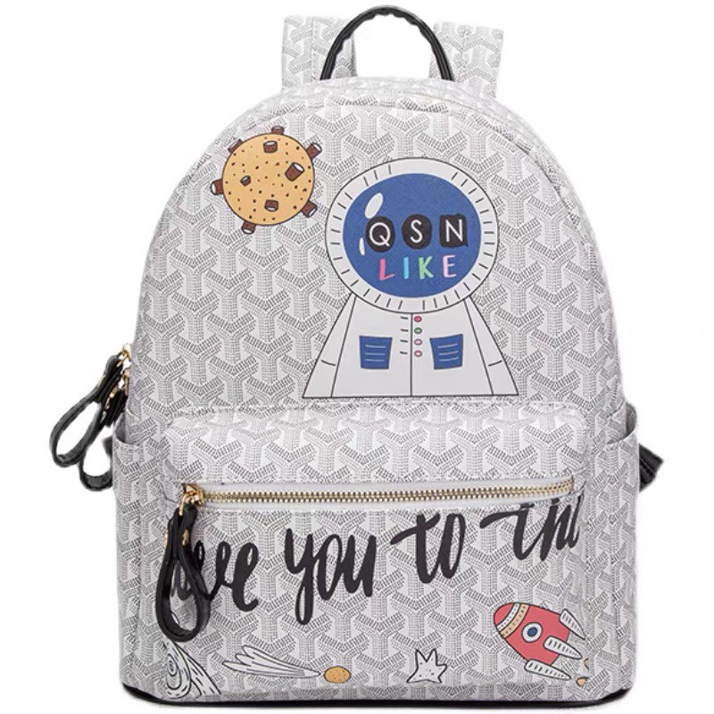 Balo Edmm trắng in hình tặng kèm móc ngựa