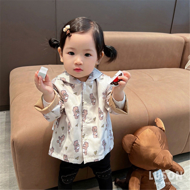 Áo Khoác Hai Mặt Chống Gió Phong Cách Thời Trang Mùa Thu 2023 Mới Dành Cho Bé Gái 0-3 - 6 Tuổi