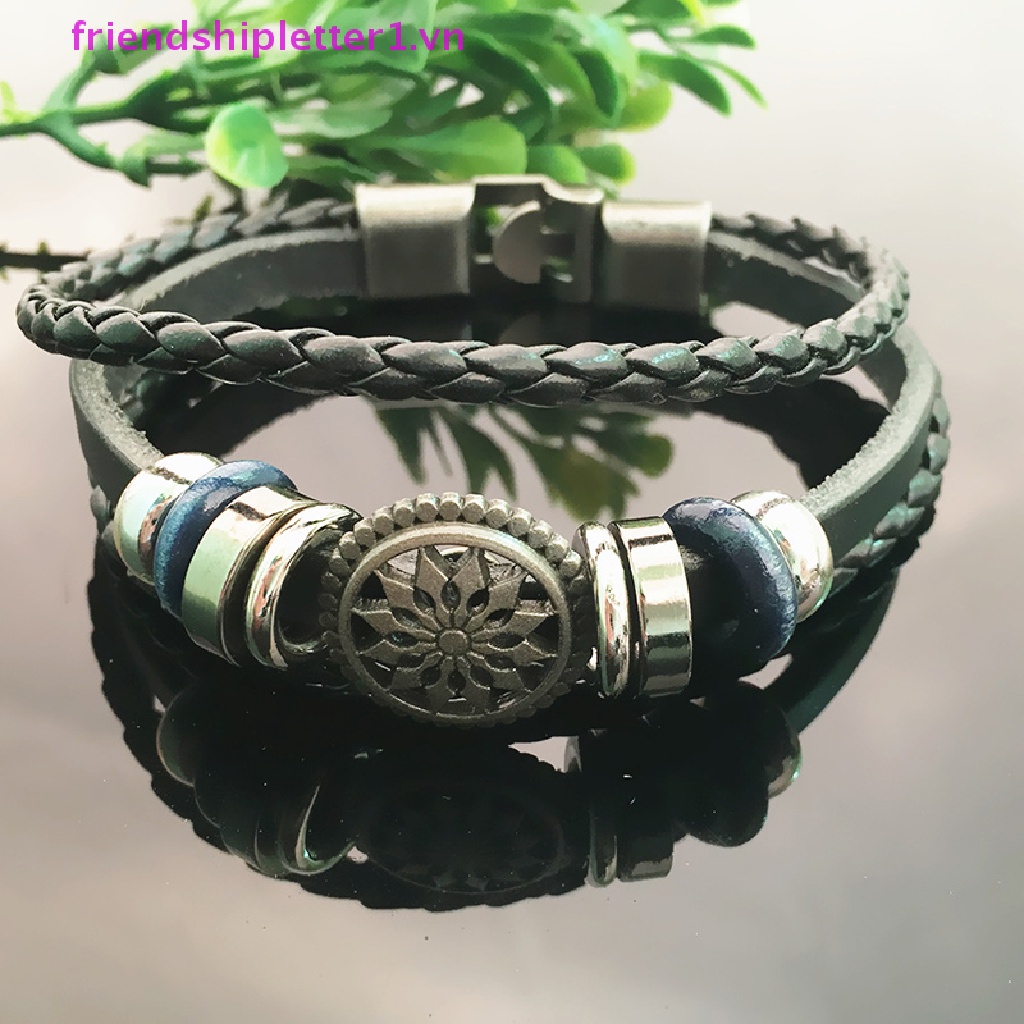 Vòng Tay Da PU Thời Trang Vintage Mặt Hình Vô Cực Phong Cách Punk Cho Nam Và Nữ