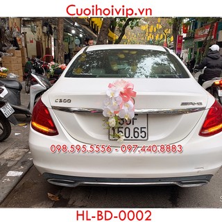 Hoa lụa trang trí đuôi xe hl-bd-0002 , mẫu hoa giả cao cấp gắn phía sau xe cưới