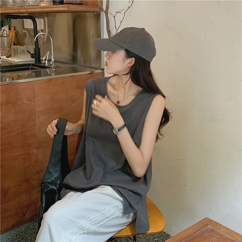 Áo không tay CCVN dáng rộng màu sắc đơn giản phong cách thời trang Hàn Quốc