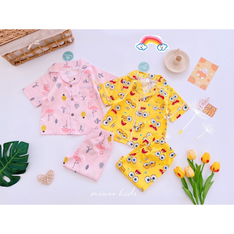 Bộ Pizama miwoo kids cho bé trai bé gái 9-25kg
