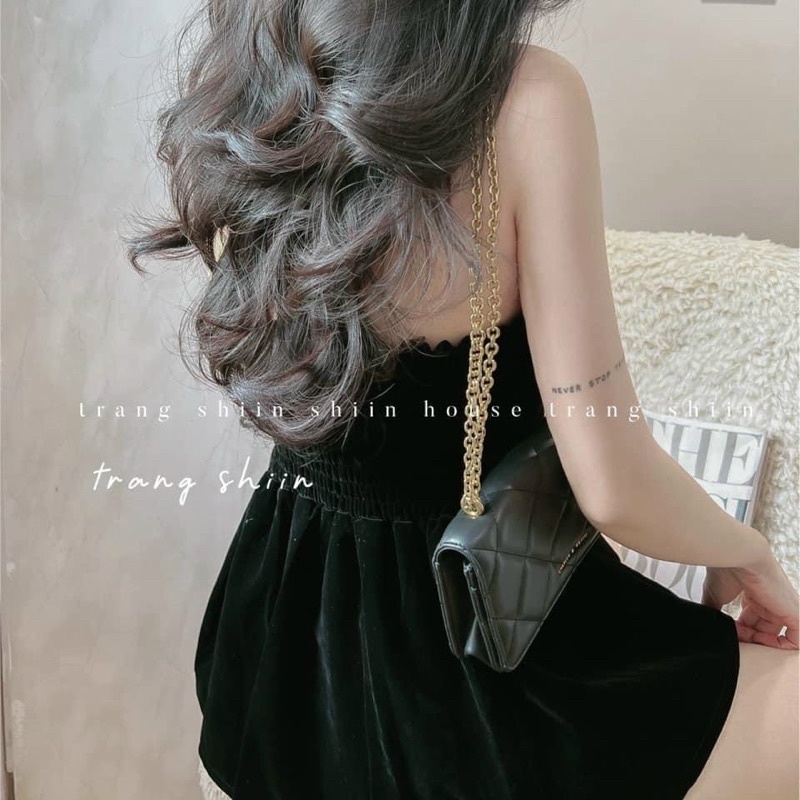 Set Áo áo Quây Nhung Dáng Xoè Phối Quần Tacta Siêu Tôn Dáng Mã CH6