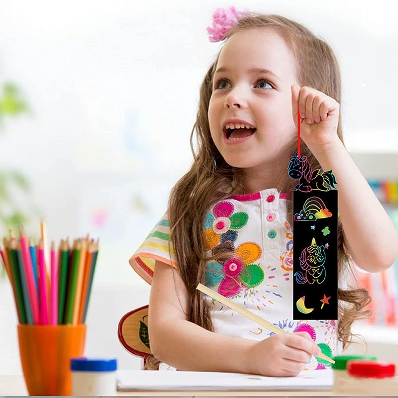 Set 12 Thẻ Đánh Dấu Trang Sách Vẽ Tranh Bằng Giấy Hình Hoạt Hình Nhiều Màu Sắc Sáng Tạo Dành Cho Trẻ Em DIY