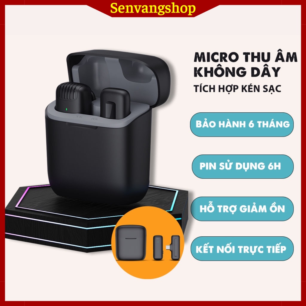 Micro cao cấp Mic thu âm không dây có hộp đựng Micro cài áo chống ồn dành