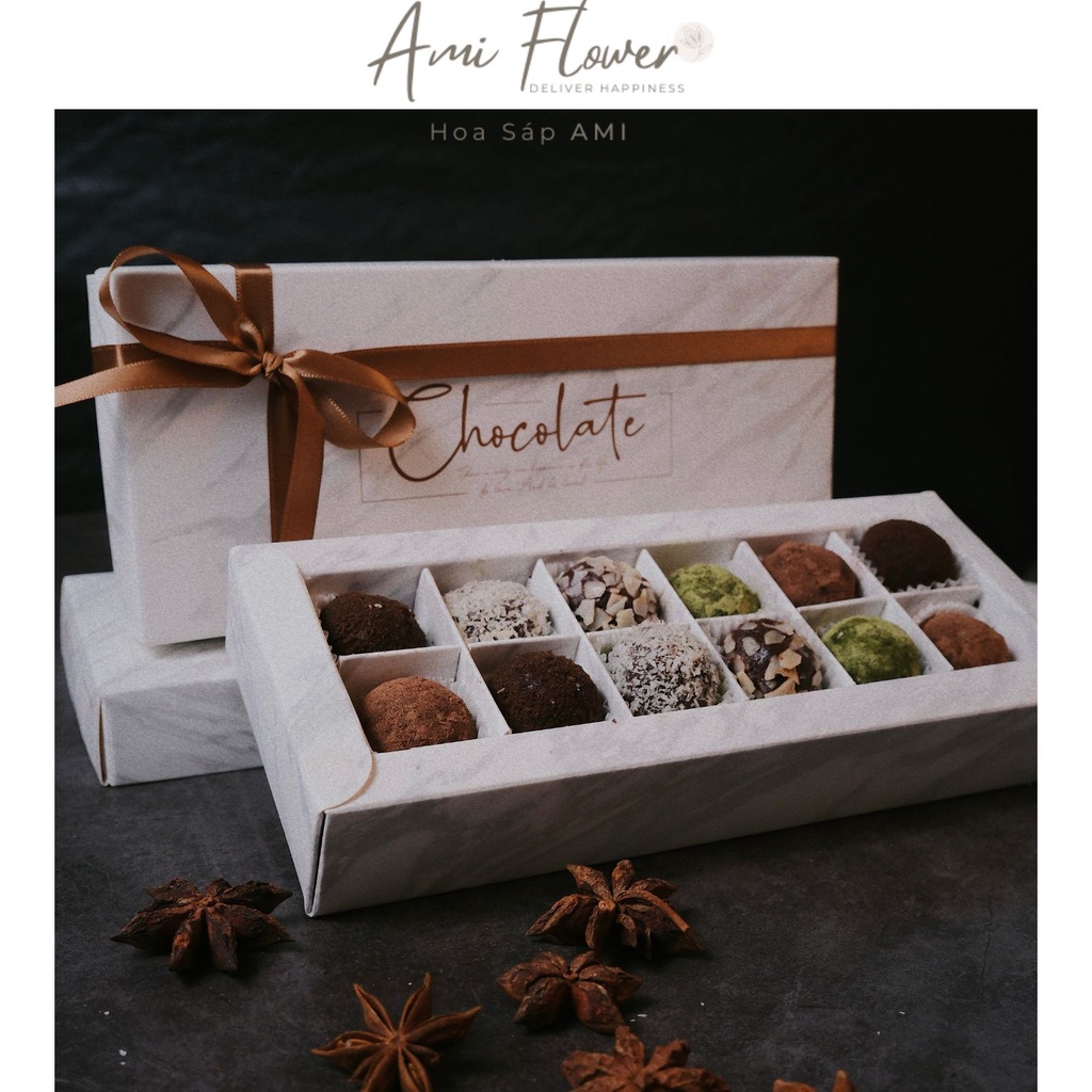 Chocolate Truffle , Quà Tặng Valentine, 8/3 Sô Cô La Truffle tươi thượng hạng Ami Flower Mềm Mịn, Tan Chảy