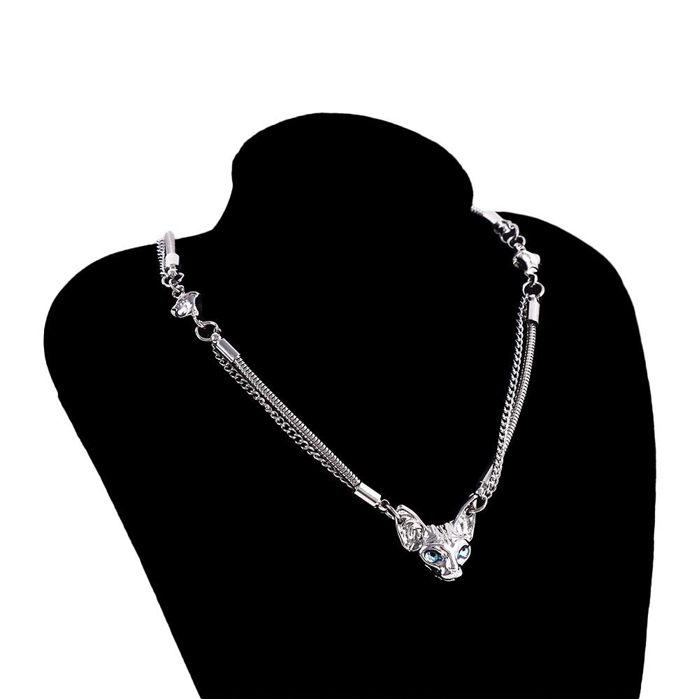Vòng cổ Hai Lớp Mặt Hình Đầu Mèo WMES15H Y2K Y2K Thời Trang Cho Nữ