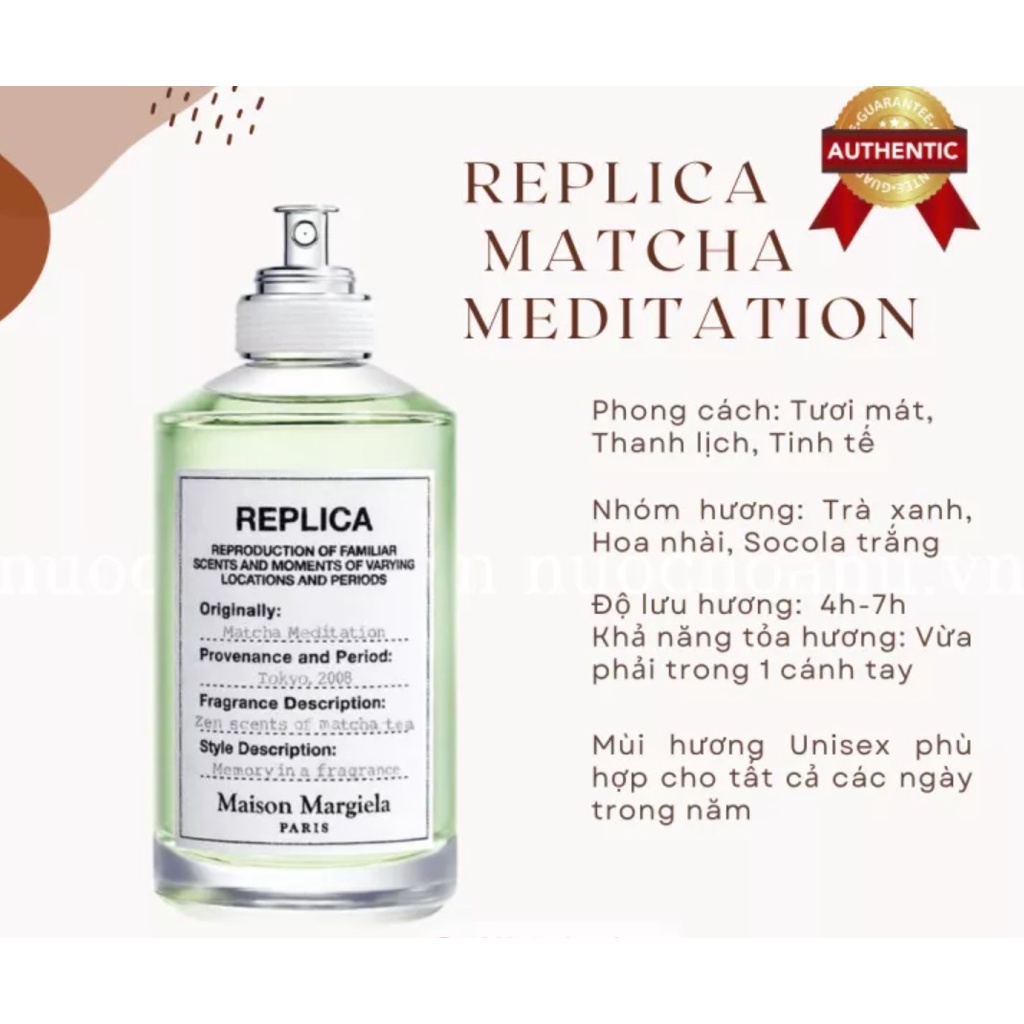 Nước Hoa Unisex Trà Xanh 𝐑𝐄𝐏𝐋𝐈𝐂𝐀 Matcha Meditation 2ml/5ml/10ml