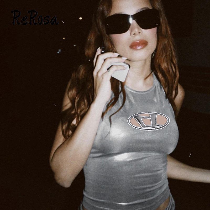 Áo Tank Top Cổ Yếm Thêu Chữ 2023d Dáng Ôm Thời Trang Cho Bạn Gái