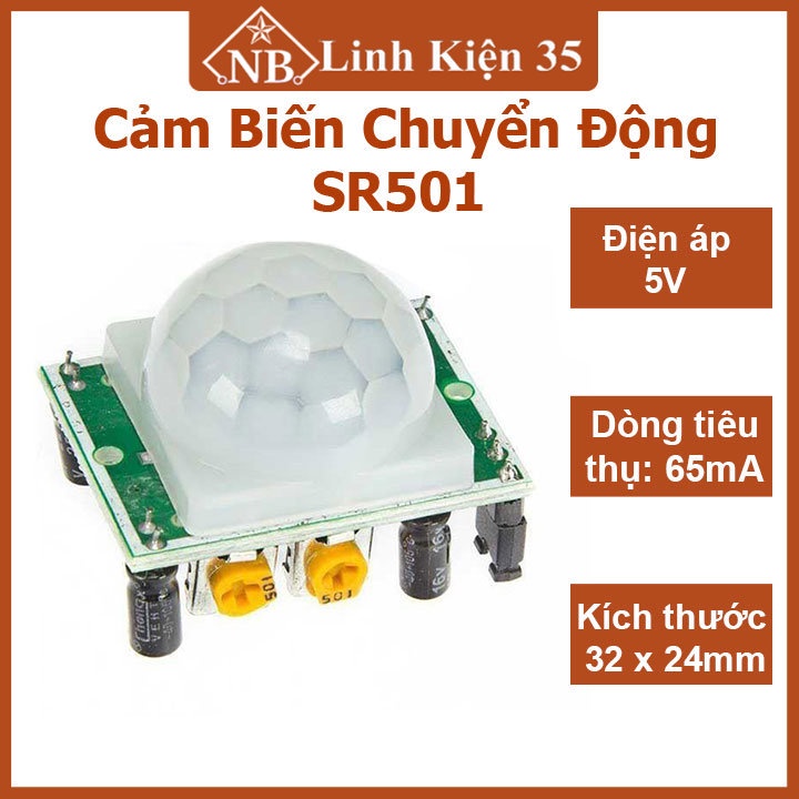 Cảm biến chuyển động SR501, phát vật thể, độ nhạy cực cao