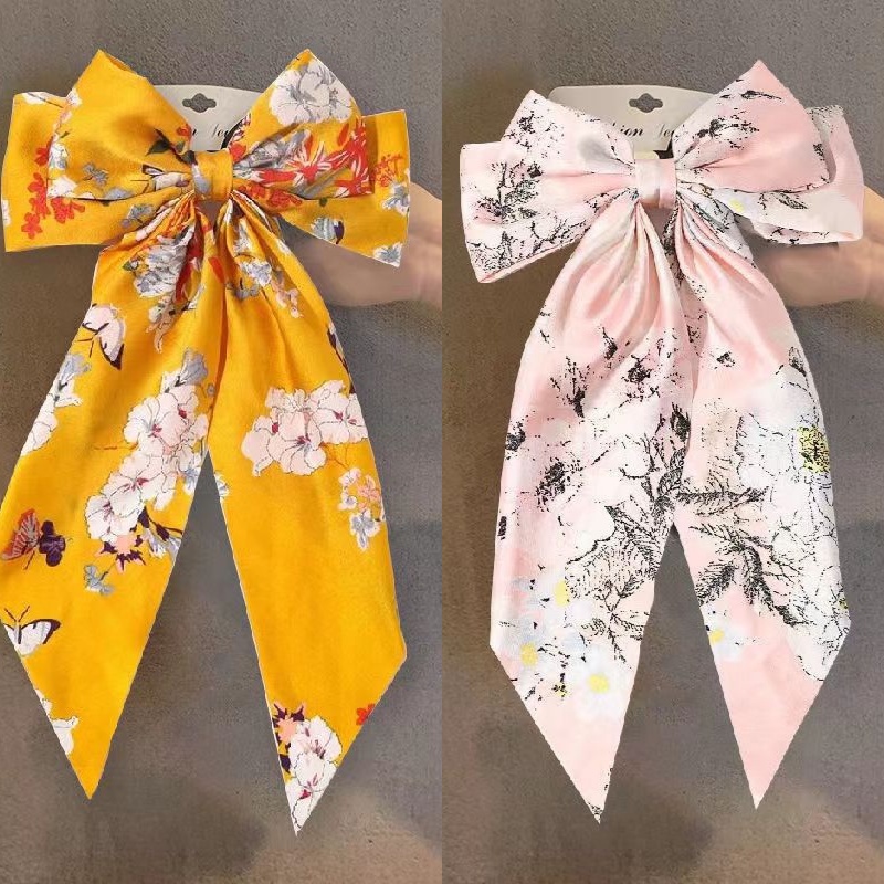 Kẹp Tóc Nơ Lớn Bằng Satin Chất Lượng Cao Thời Trang Phong Cách Hàn Quốc