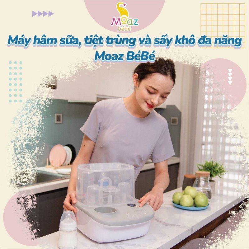 Máy Hâm Sữa, Tiệt Trùng, Sấy Khô 3 In 1 Moaz Bebe MB005