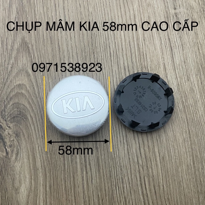 CHỤP MÂM LAZANG KIA CAO CẤP GIÁ RẺ VỪA TẤT CẢ CÁC DÒNG XE KIA KÍCH THƯỚC 58mm. giá 1 cái