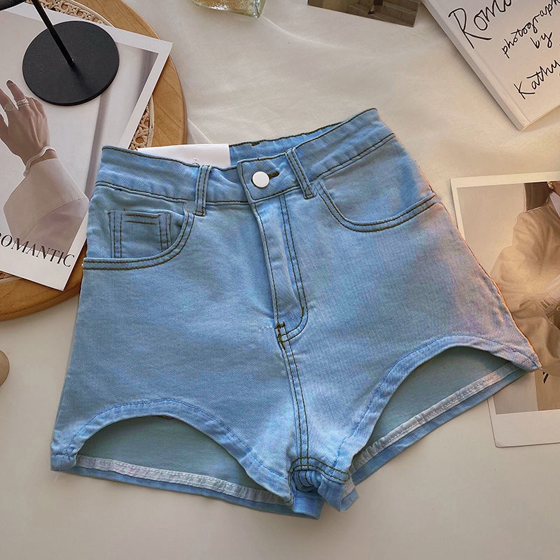 COZOK Quần Short denim Lưng Cao Dáng Ôm Đơn Giản Hợp Thời Trang