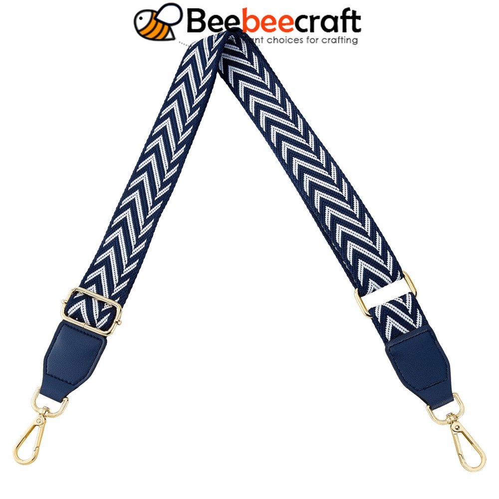 1 Dây Đeo Chéo Vai Bằng Polyester 1.4 Inch Có Thể Điều Chỉnh Họa Tiết Mũi Tên Màu Trắng Và Xanh Dương Cho Nữ DIY