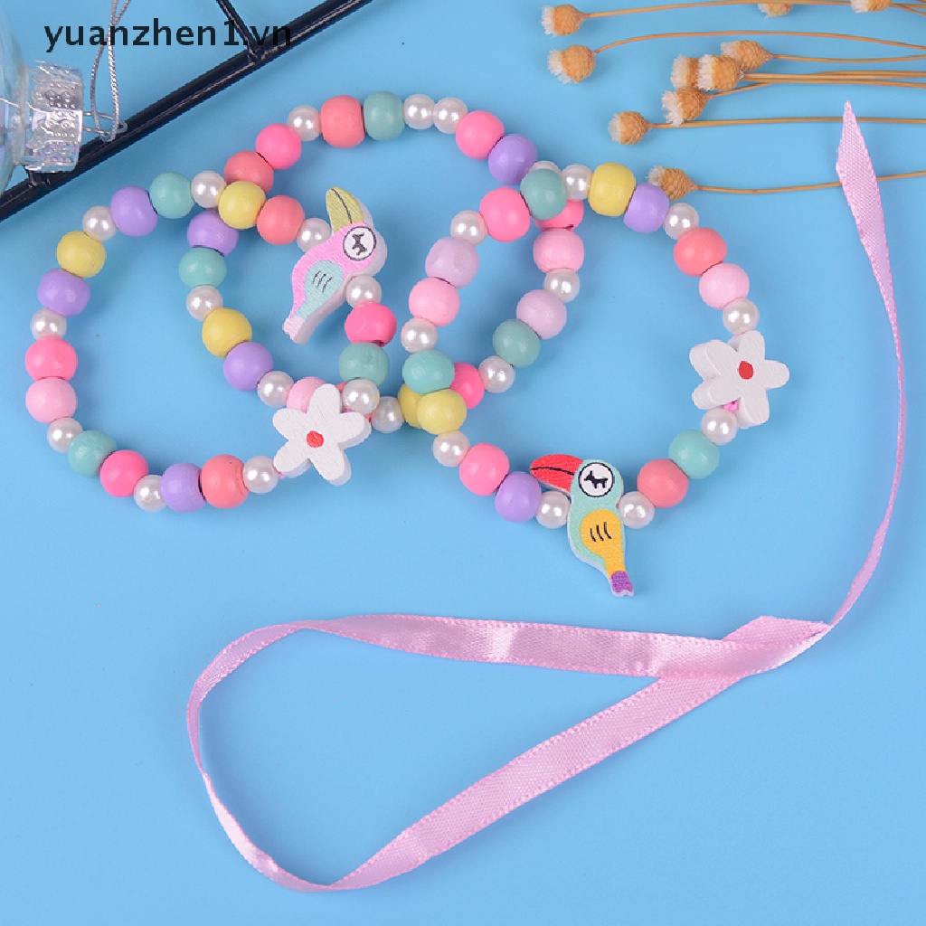 Set 3 Vòng Tay Chuỗi Hạt Đính Hình Hoa Và Chim Dễ Thương Cho Bé
